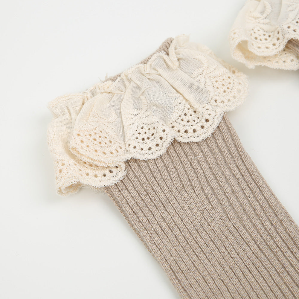 Strümpfe Spitzenesatz beige