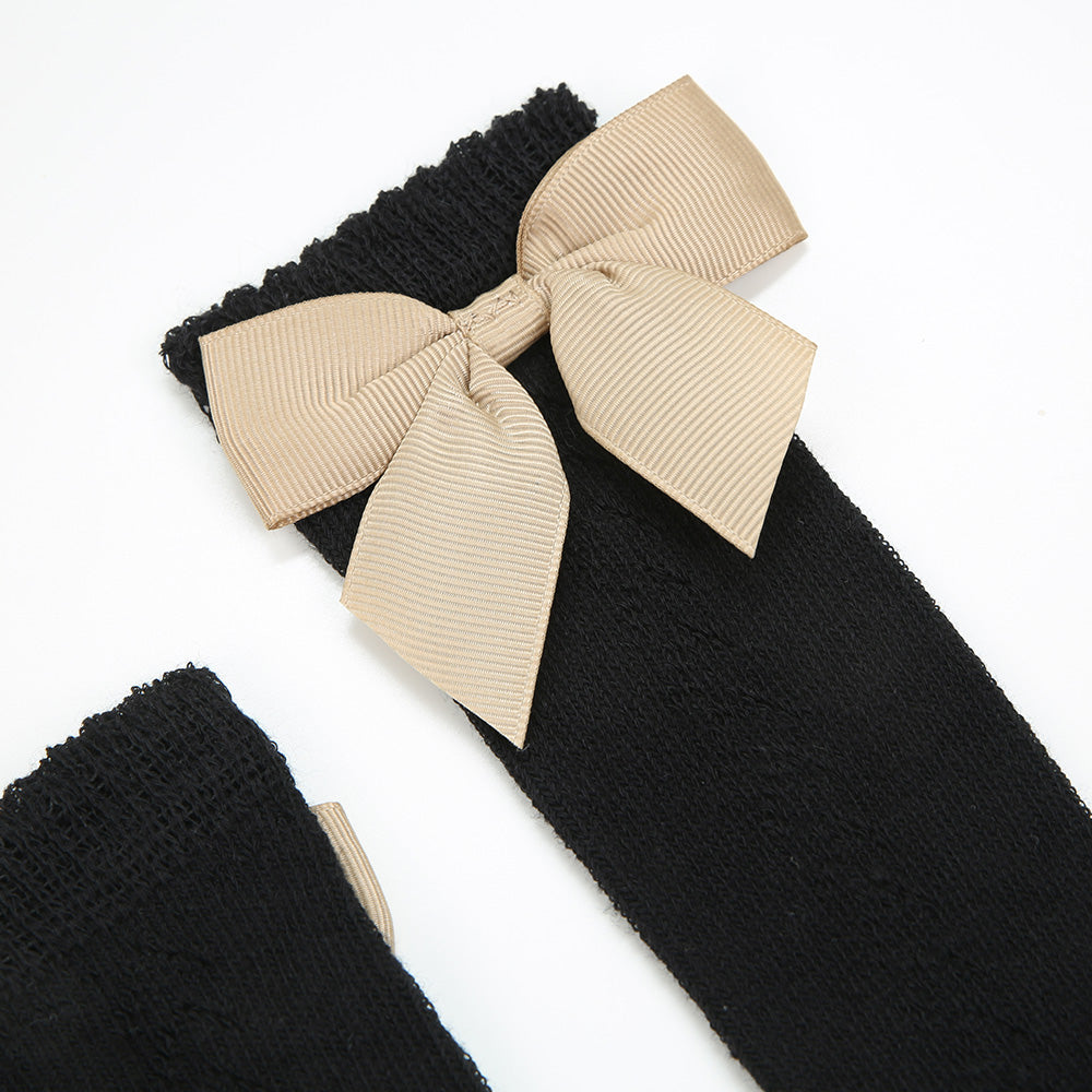 Strümpfe Lochmuster bronze Schleife schwarz