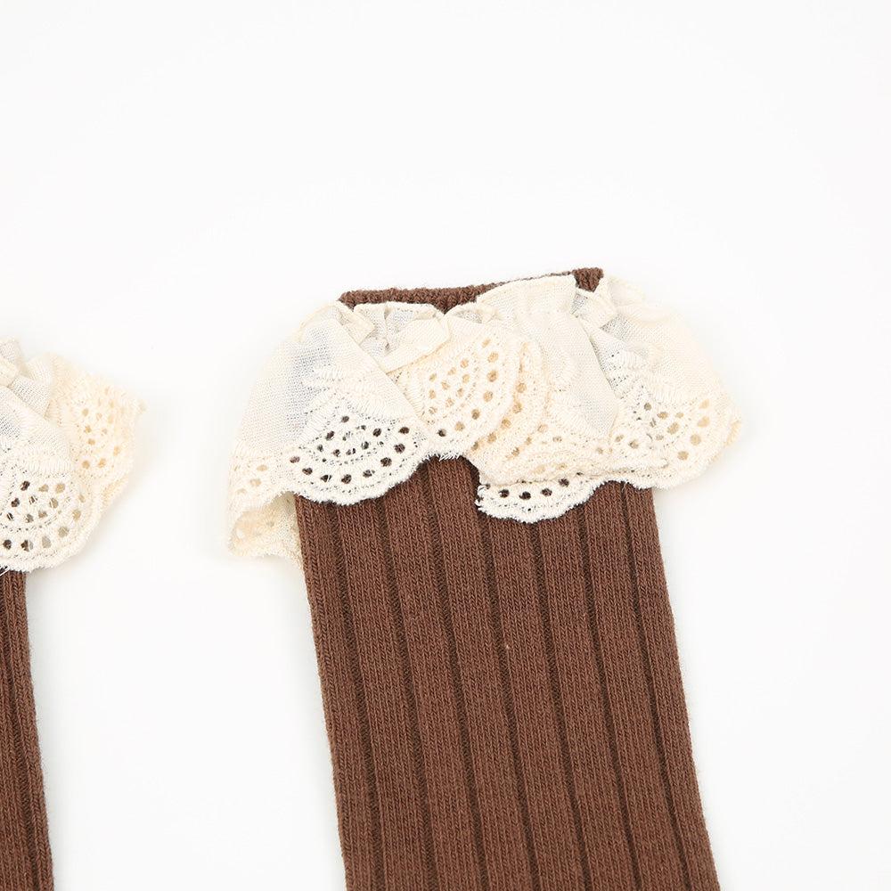 Strümpfe mit Spitzenbesatz dunkelbraun