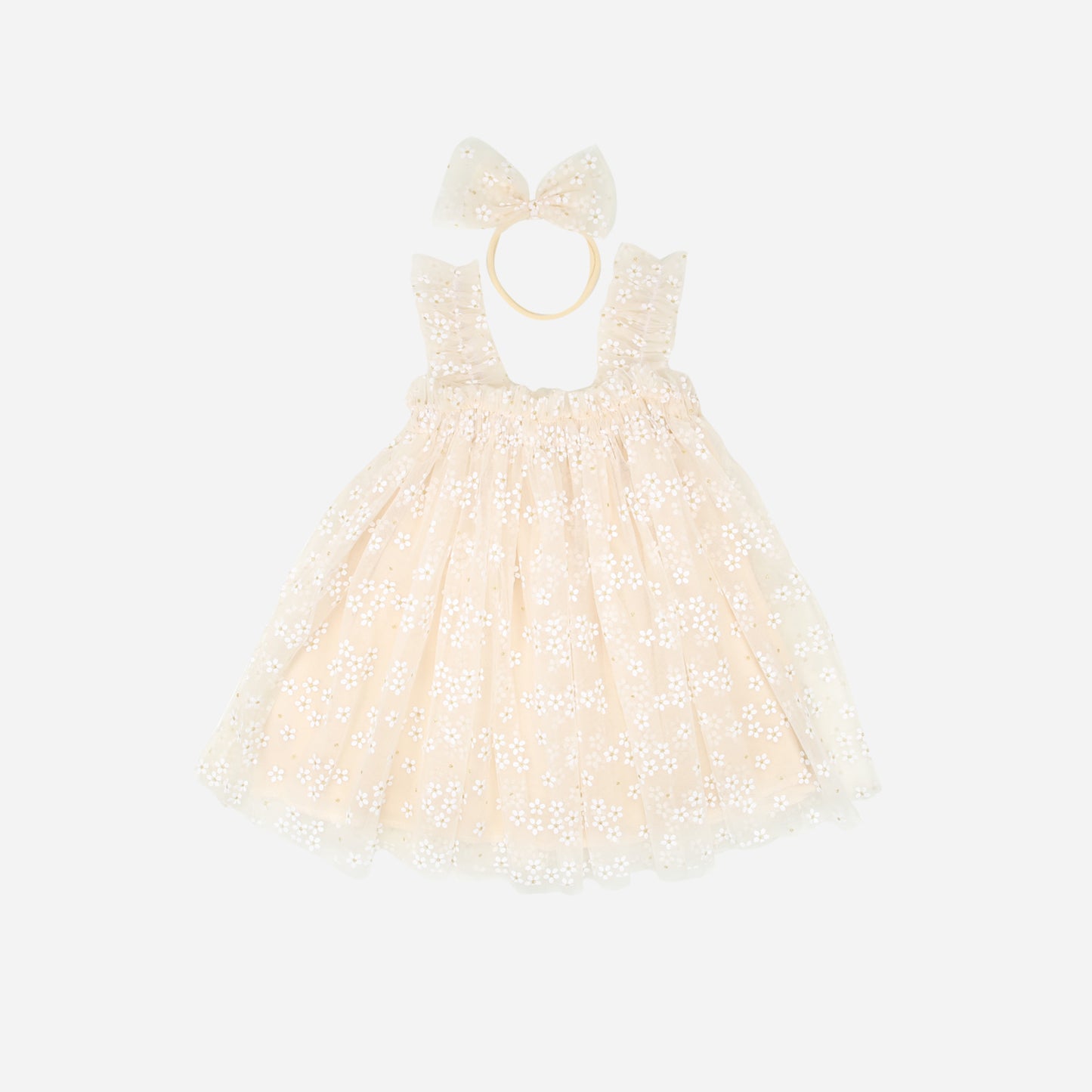 Tüllkleid+Haarschleife Daisy creme