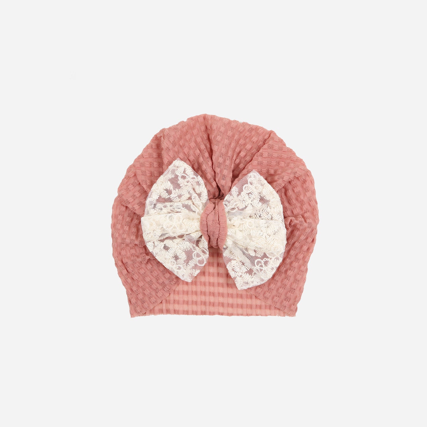 Turban Waffelstruktur Spitzenschleife altrosa