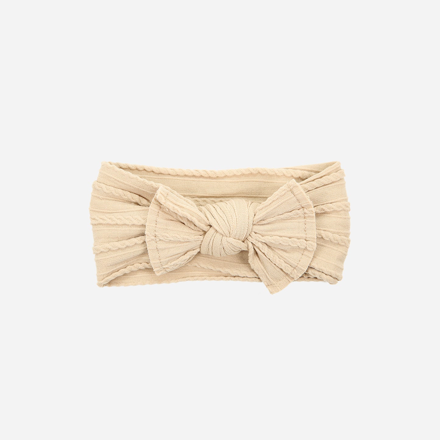 Stirnband Zopfmuster Schleife I beige