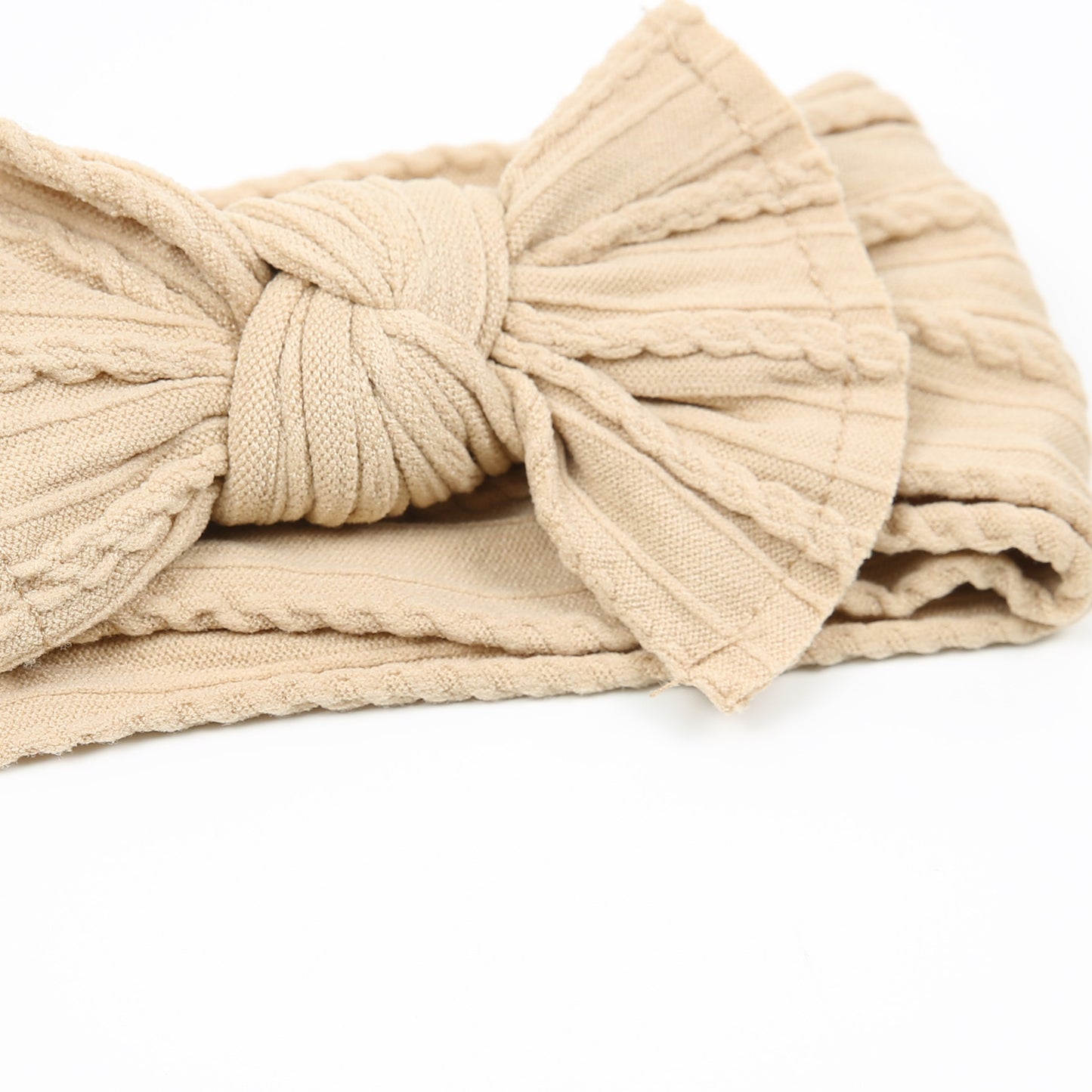 Stirnband Zopfmuster Schleife I beige