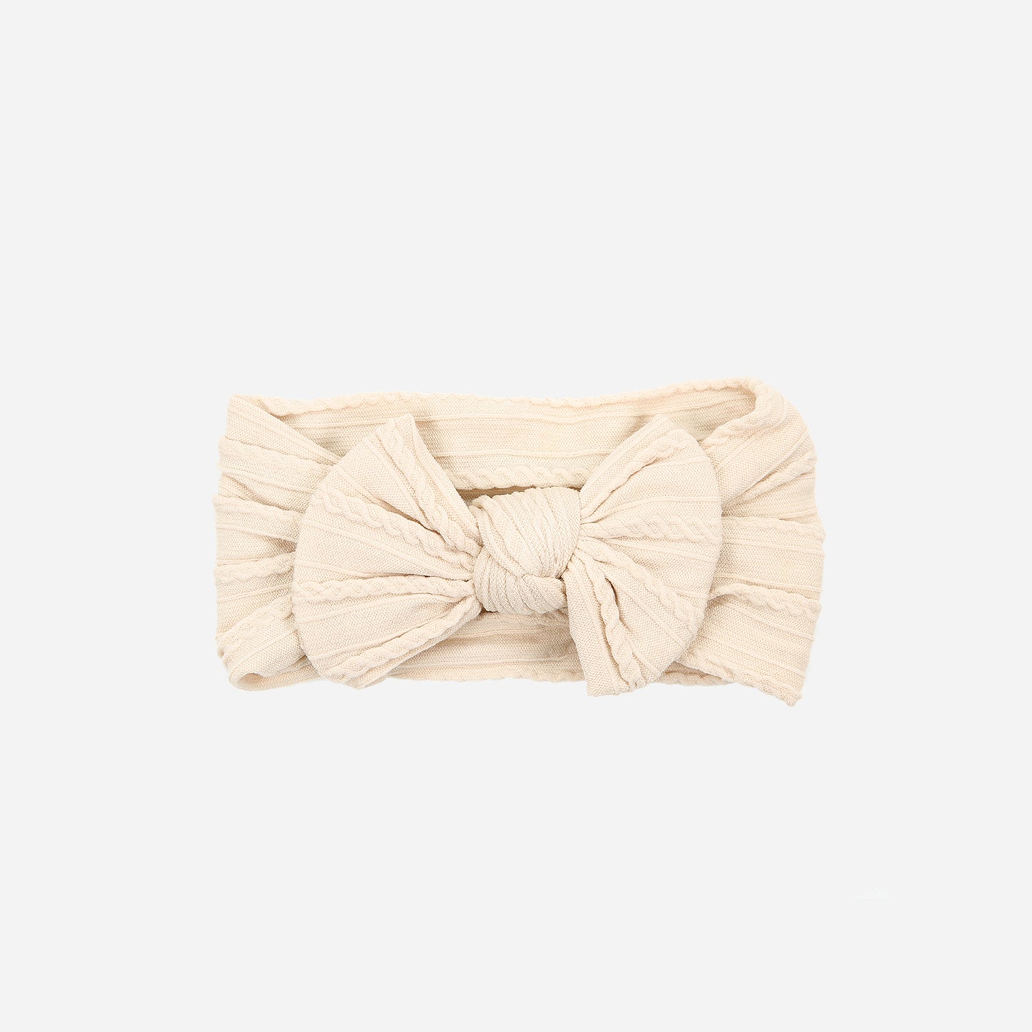 Stirnband Zopfmuster Schleife II creme-beige