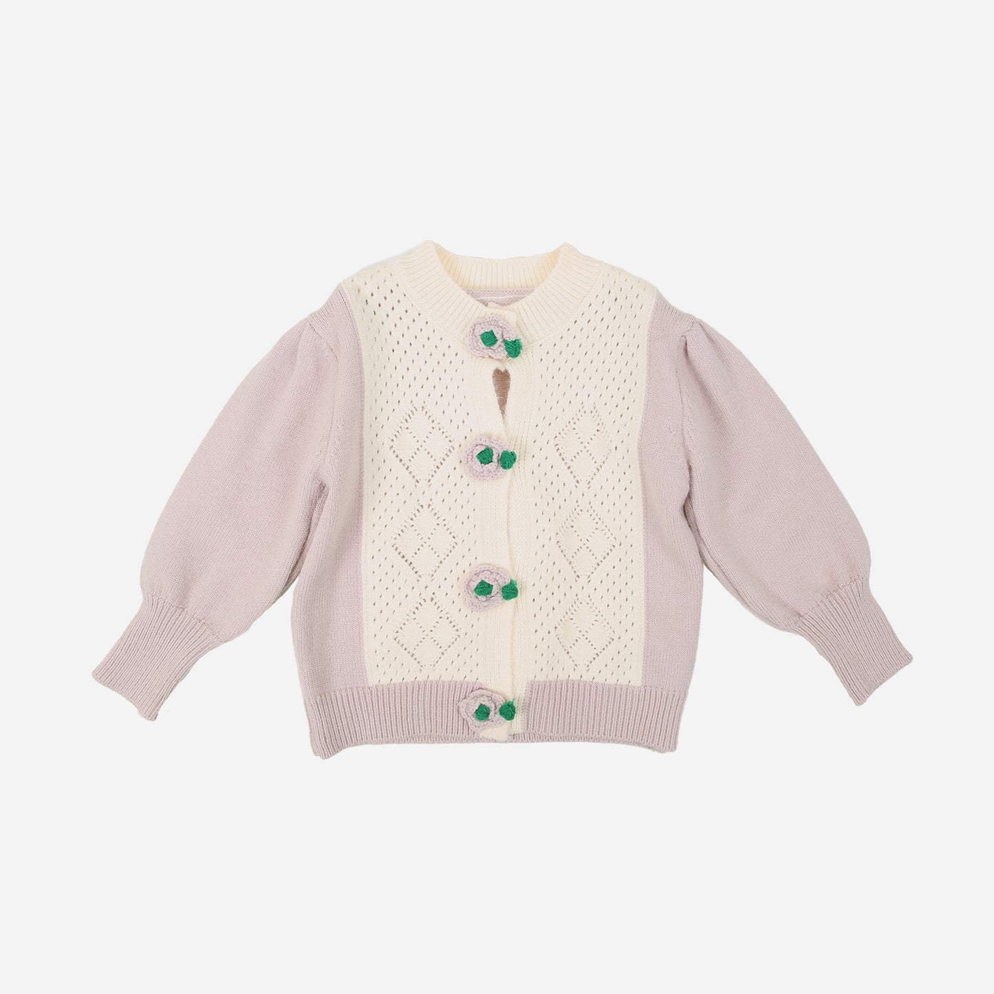 Strickjacke Floral lavendel-creme