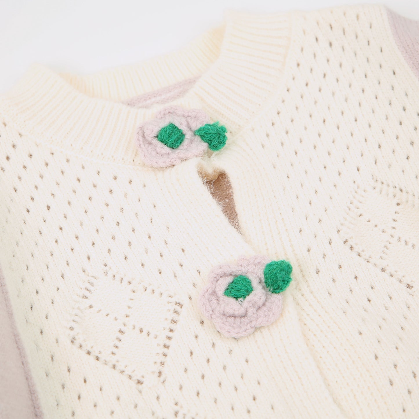 Strickjacke Floral lavendel-creme
