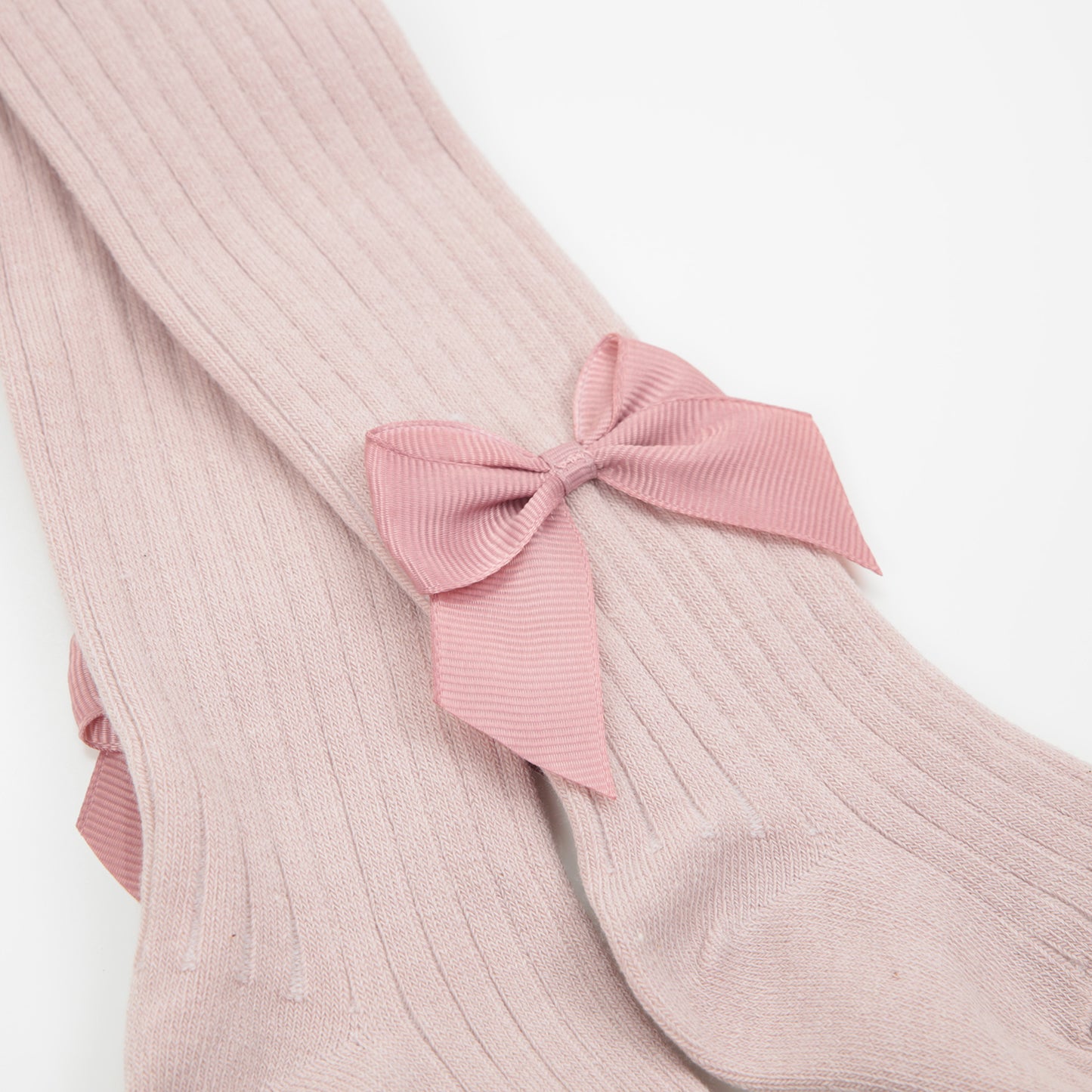 Strumpfhose gerippt mit Schleife altrosa