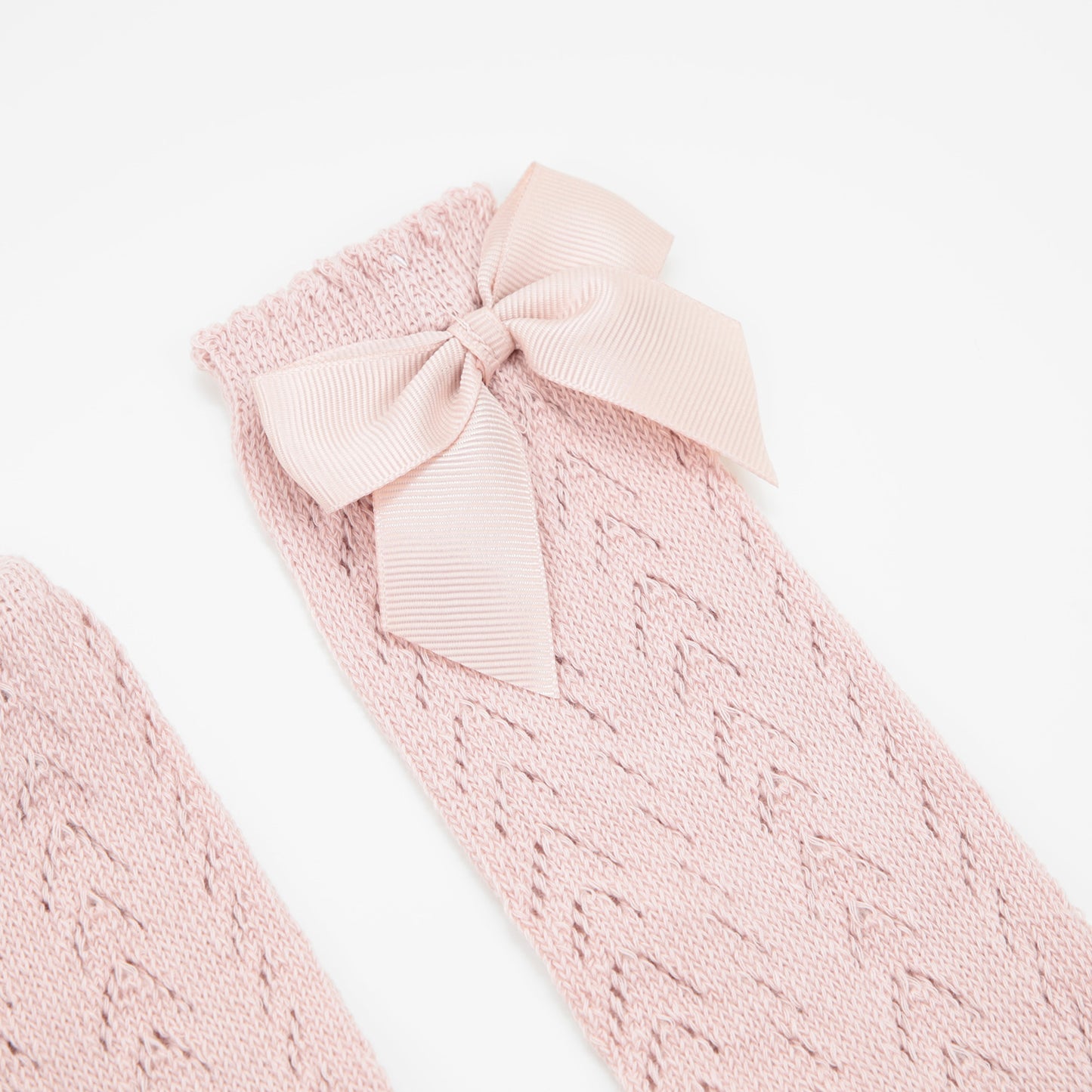 Strümpfe Lochmuster Schleife altrosa