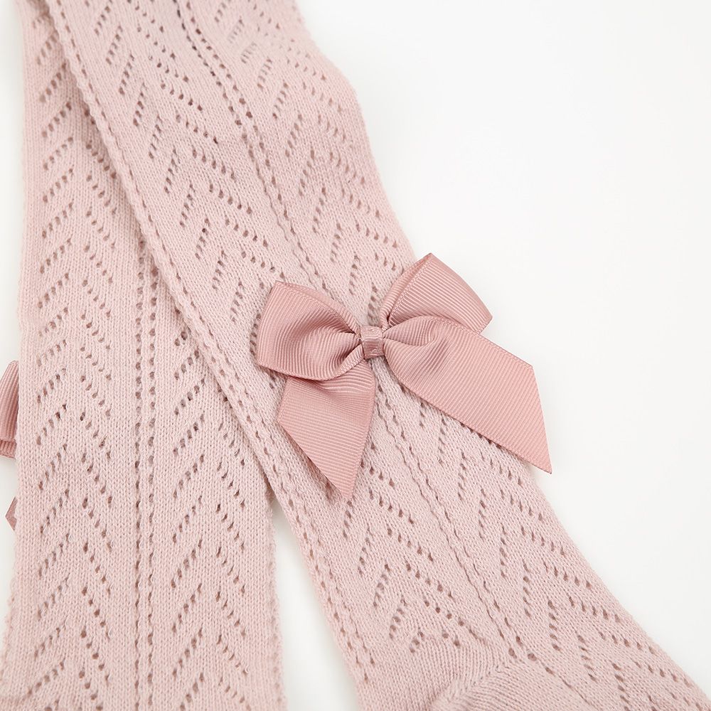 Strumpfhose Lochmuster Schleife altrosa