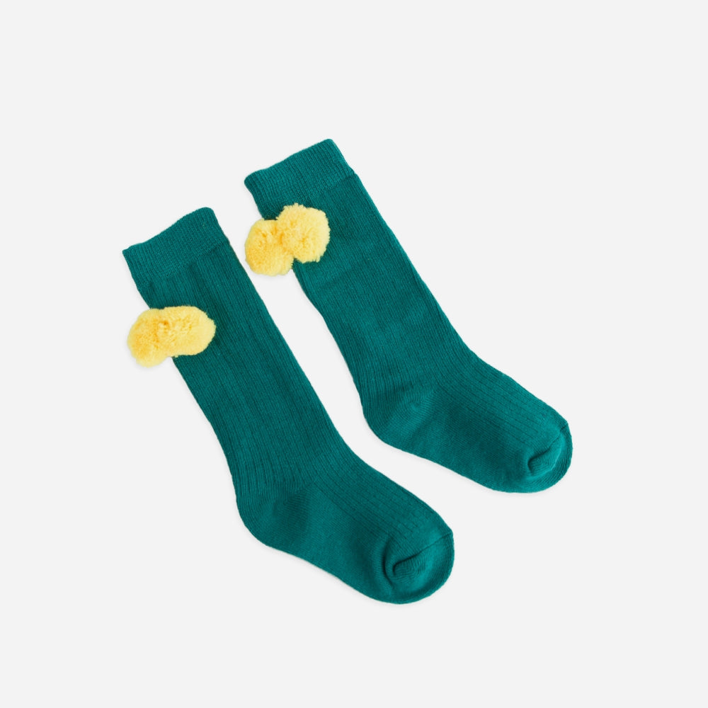 Strümpfe Pompoms grün