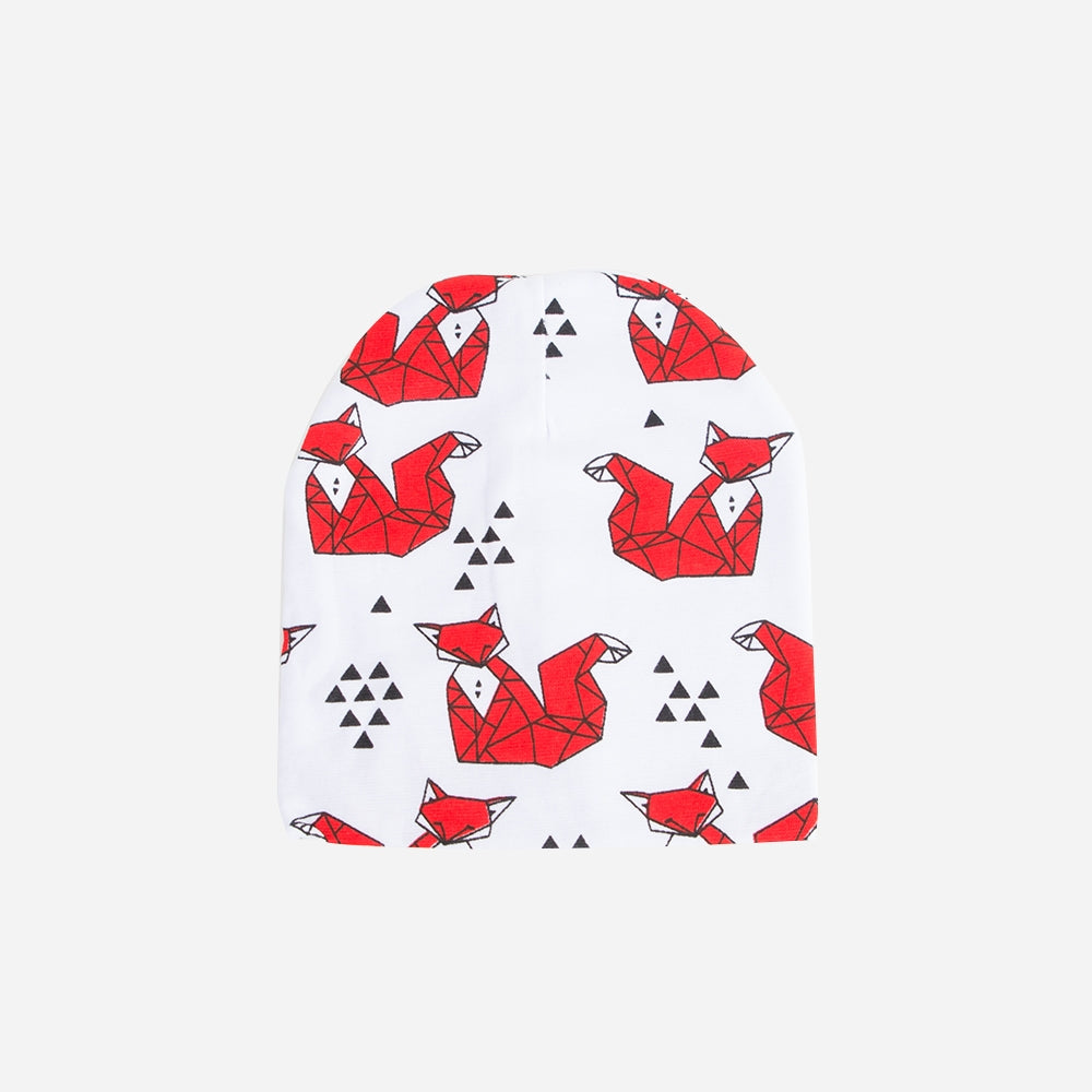 Beanie Fuchs weiß-rot