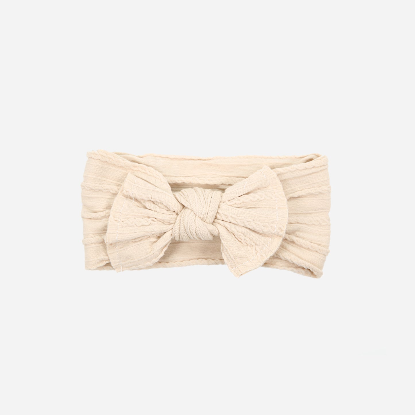 Stirnband Zopfmuster Schleife I creme-beige