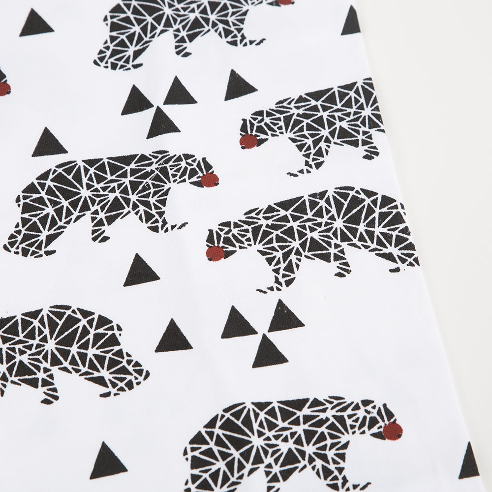 Baumwoll-Schlauchtuch Bär weiß-schwarz