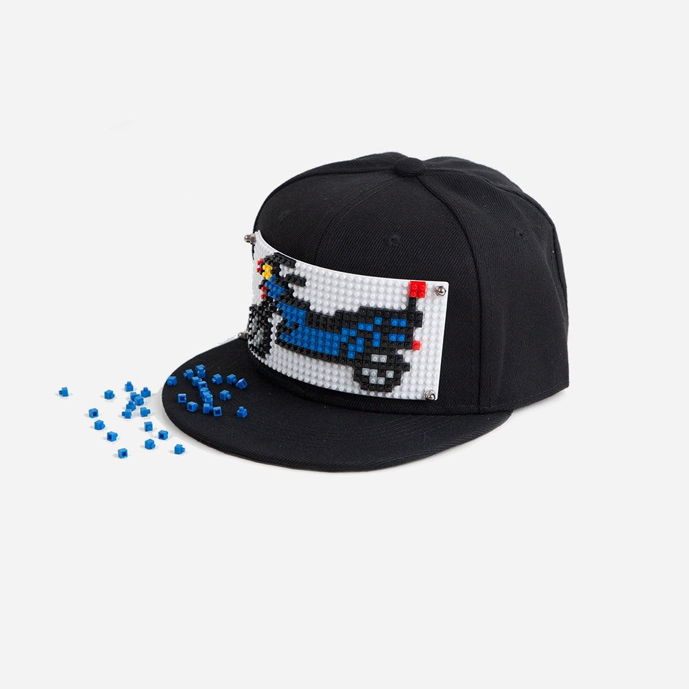 Cap Bausteine Motorrad blau