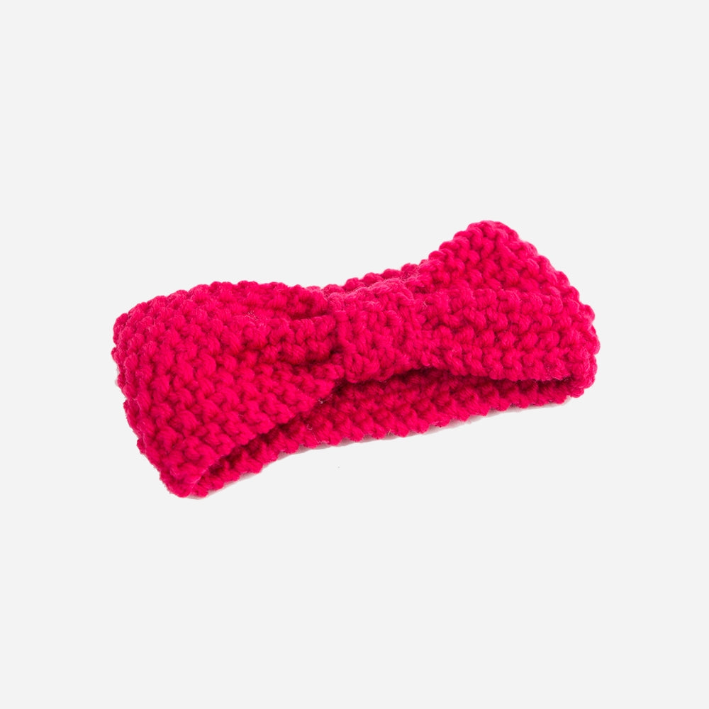 Strickstirnband Knoten leuchtrot