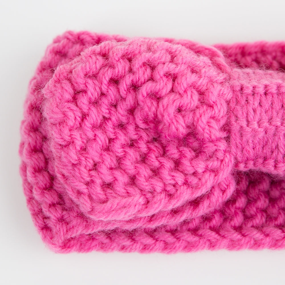 Strickstirnband Schleife pink