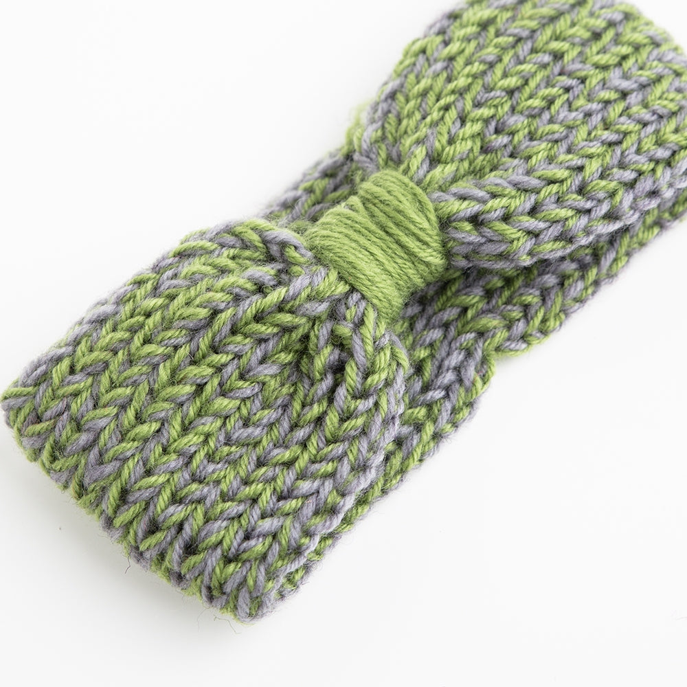 Strickstirnband Patchwork grün