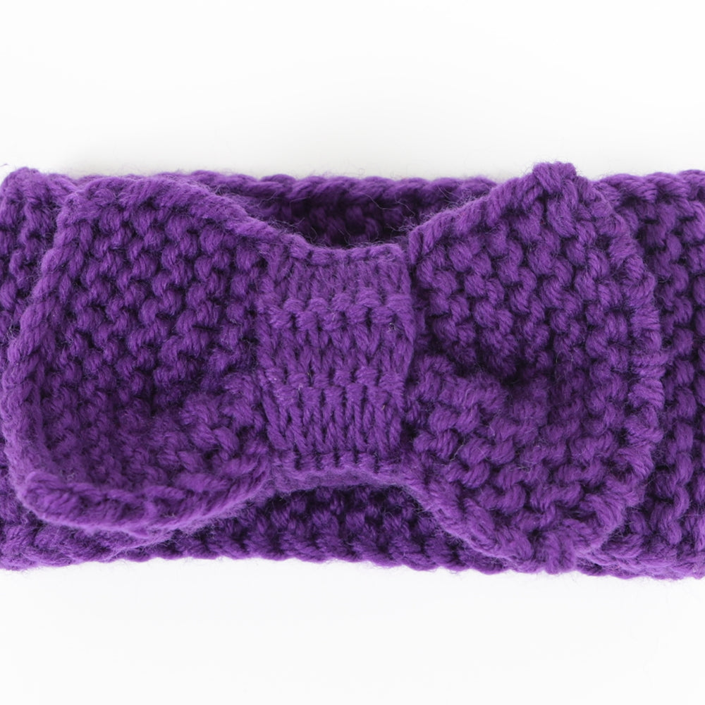 Strickstirnband Schleife lila