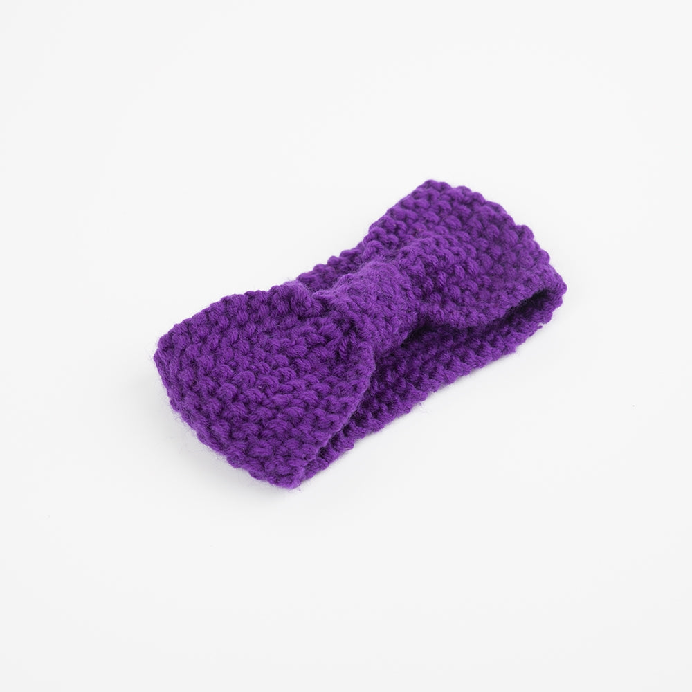 Strickstirnband Knoten violett