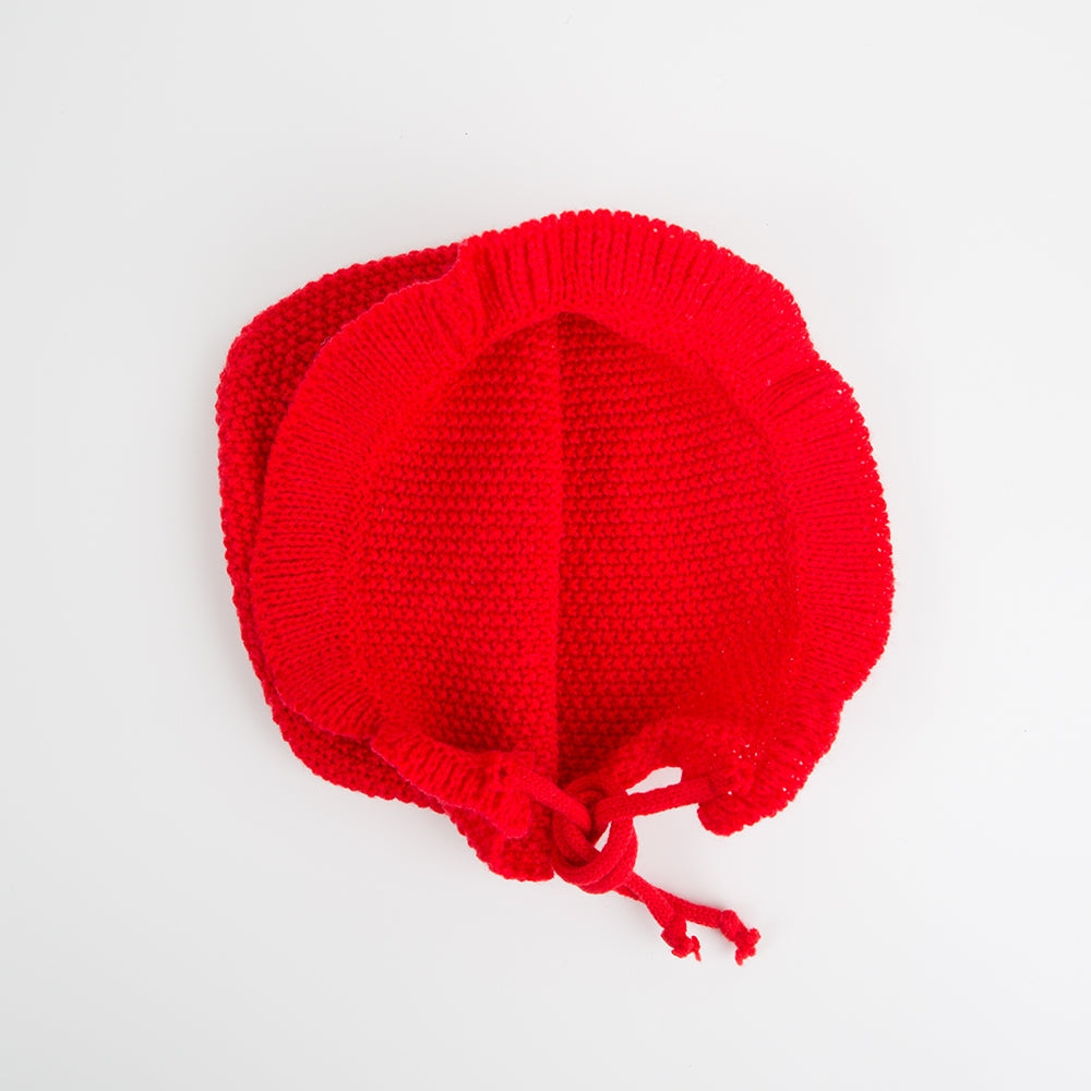 Strickhaube Volant rot