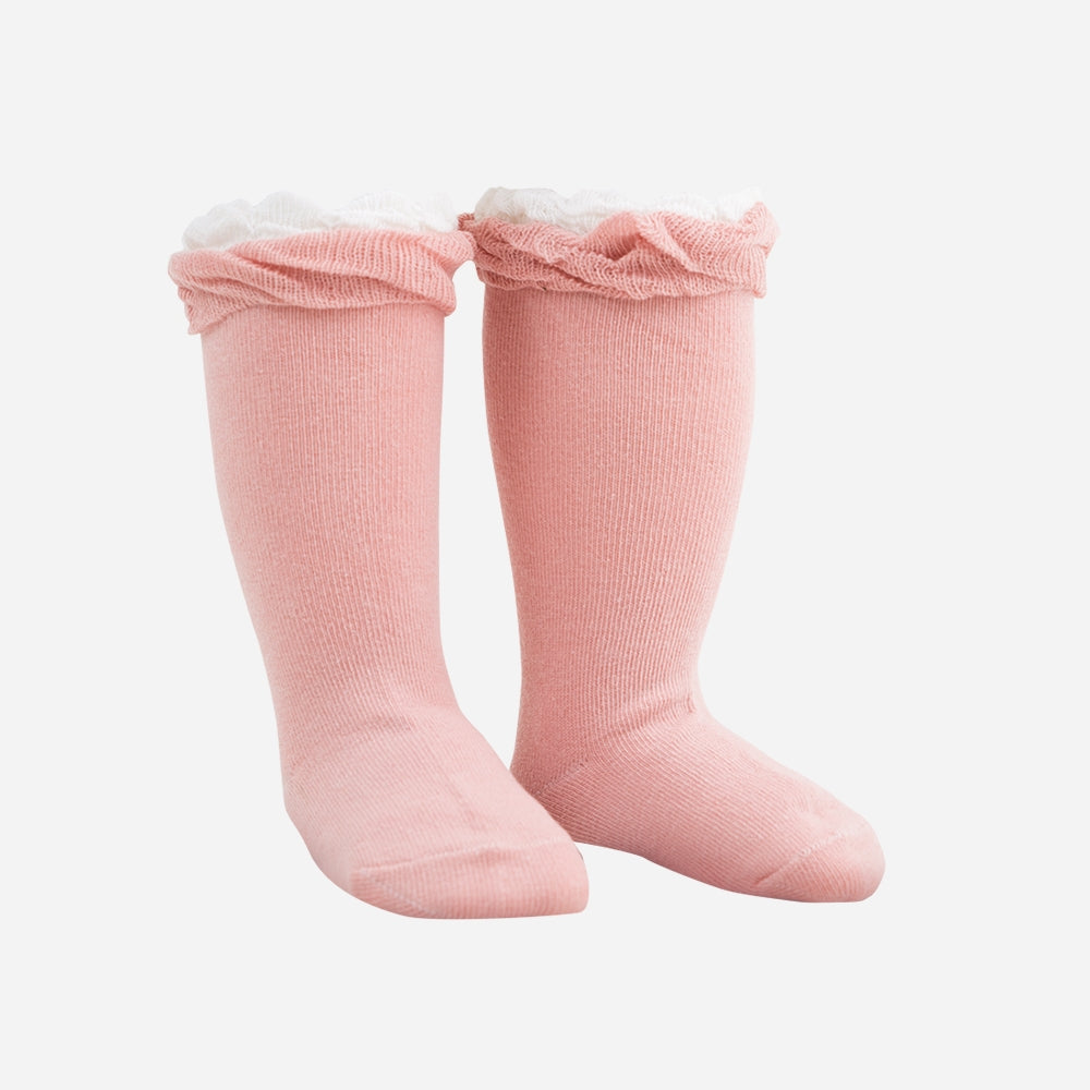 Hohe Strümpfe Rüschen rosa