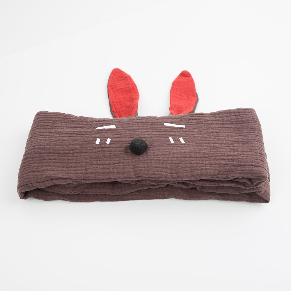 Musselinschal Hase braun