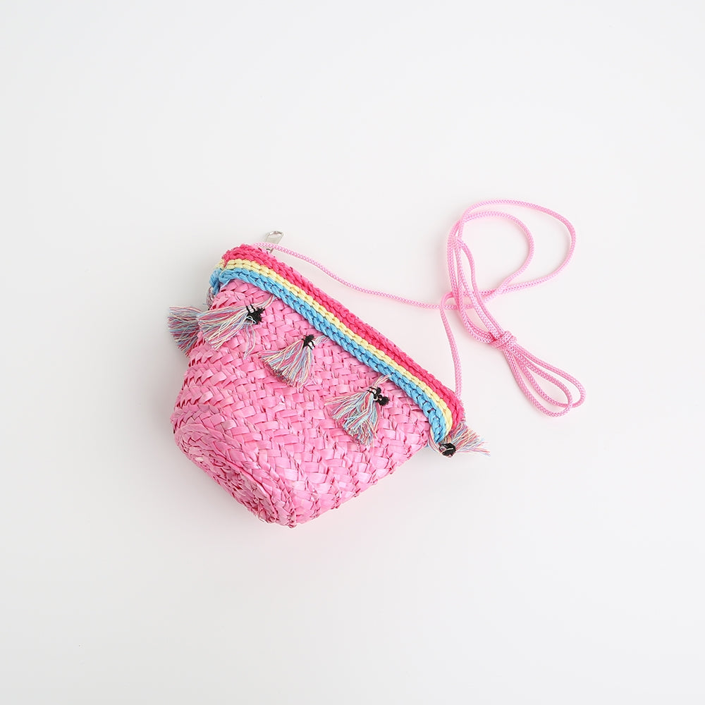 Tasche Strohkörbchen pink