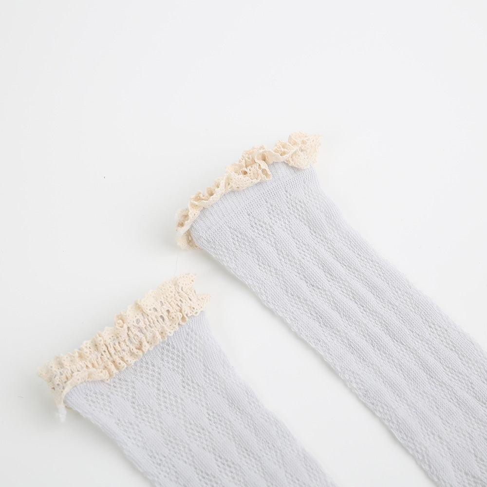 Kniestrümpfe Strickrauten grau