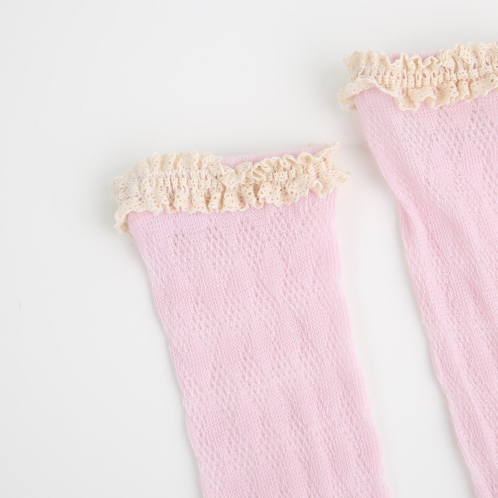 Kniestrümpfe Strickrauten rosa