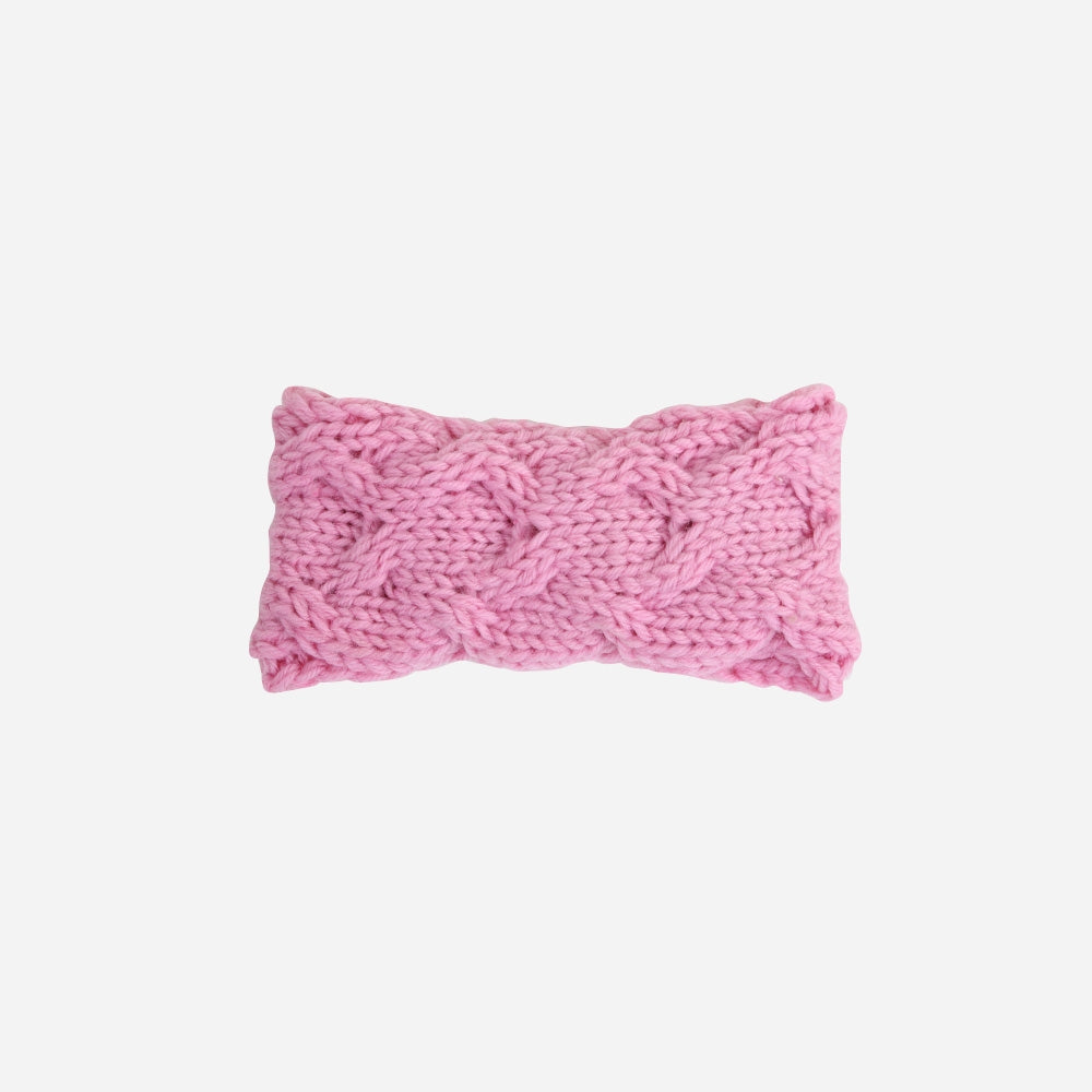 Strickstirnband Knopf rosa