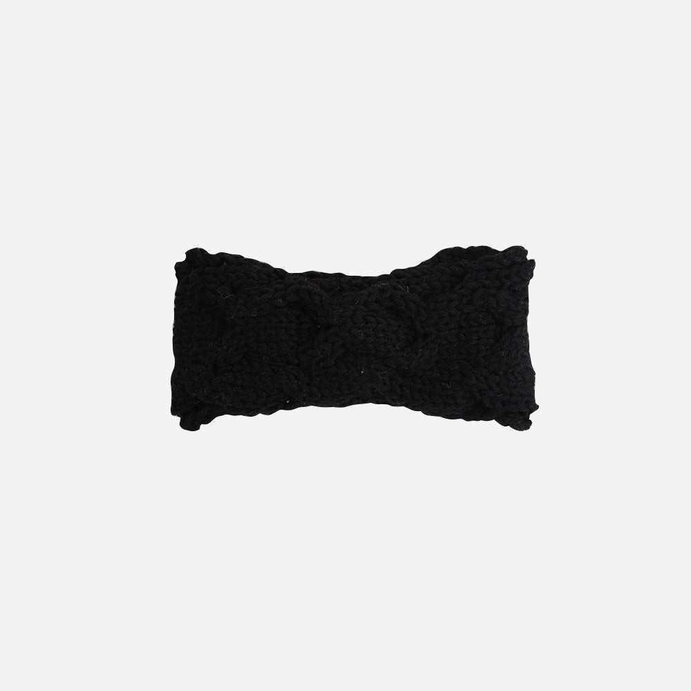 Strickstirnband Knopf schwarz
