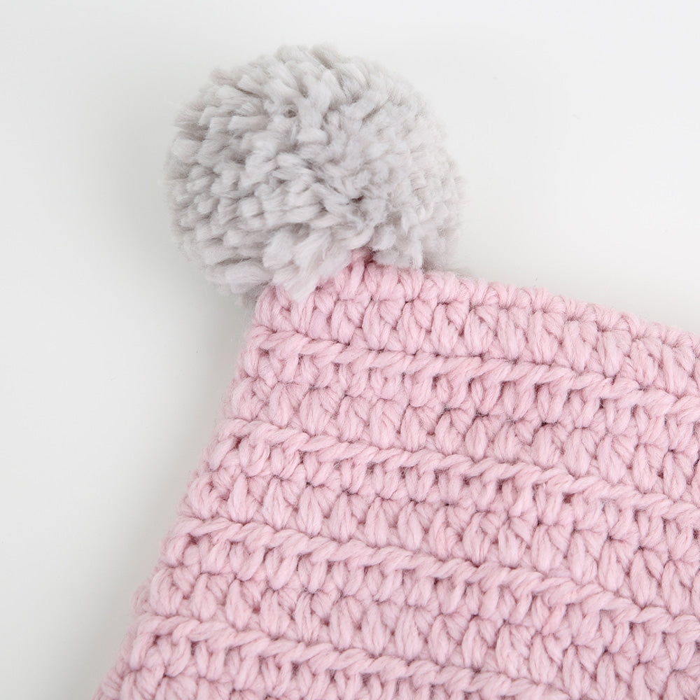 Wollmütze Bommel rosa