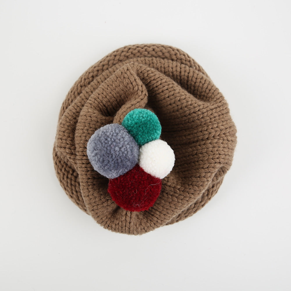 Strickmütze Bommeln braun