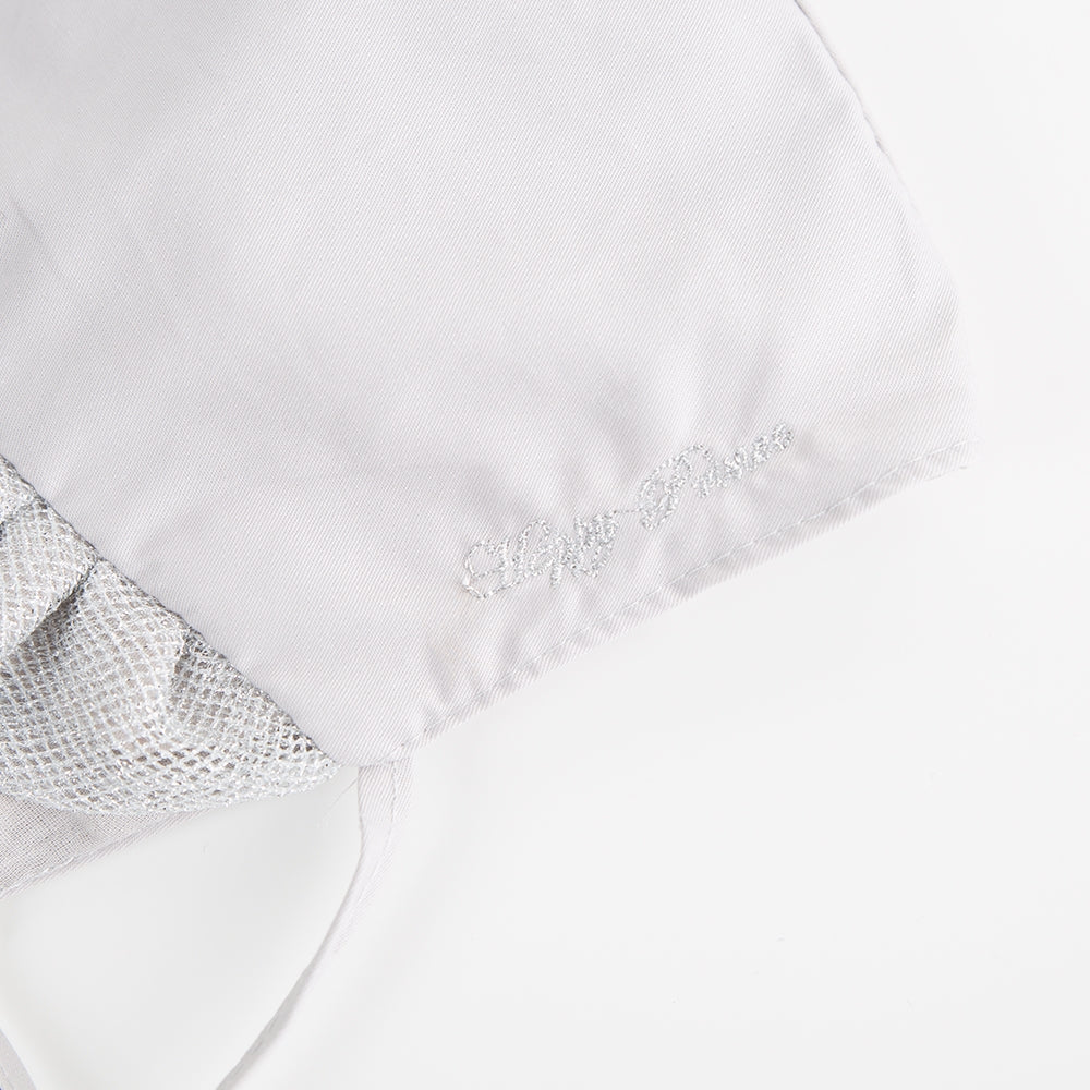 Häubchen grau Glitzerrand