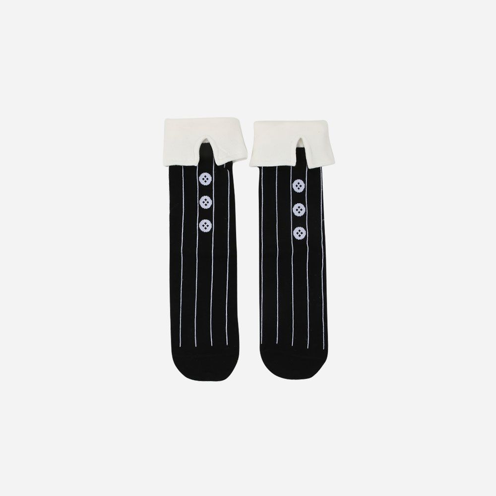 Kniestrümpfe Knöpfe schwarz