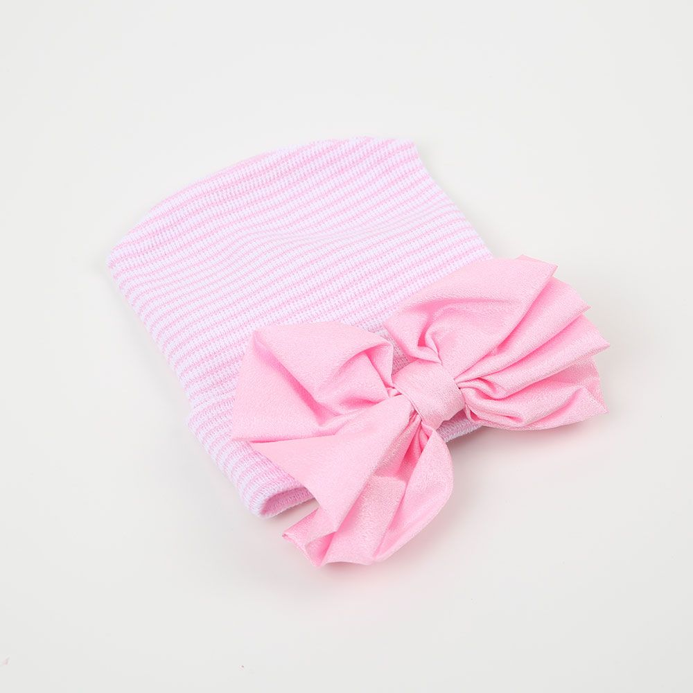 Newbornmütze rosa Satinschleife