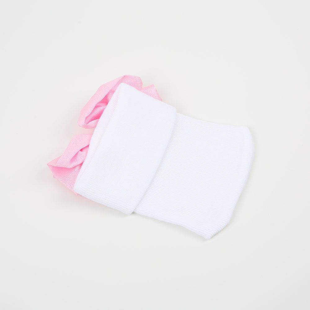 Newbornmütze weiß Satinschleife