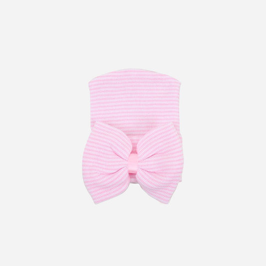 Newbornmütze Bow rosa gestreift