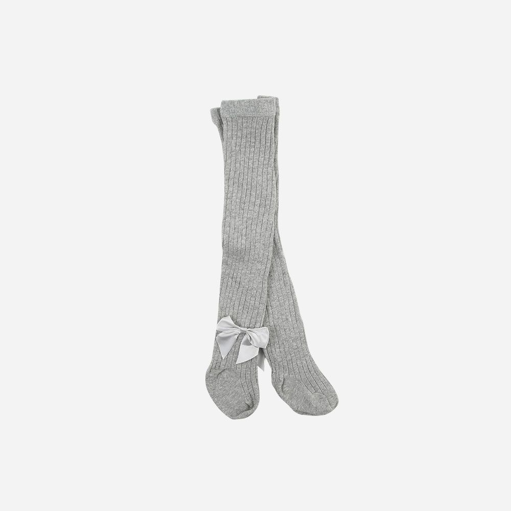 Strumpfhose gerippt Satinschleife grau