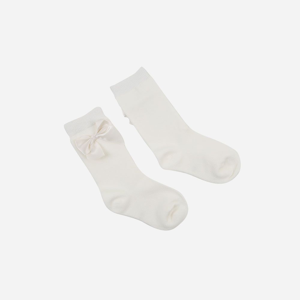Strümpfe Satinschleife creme-weiß