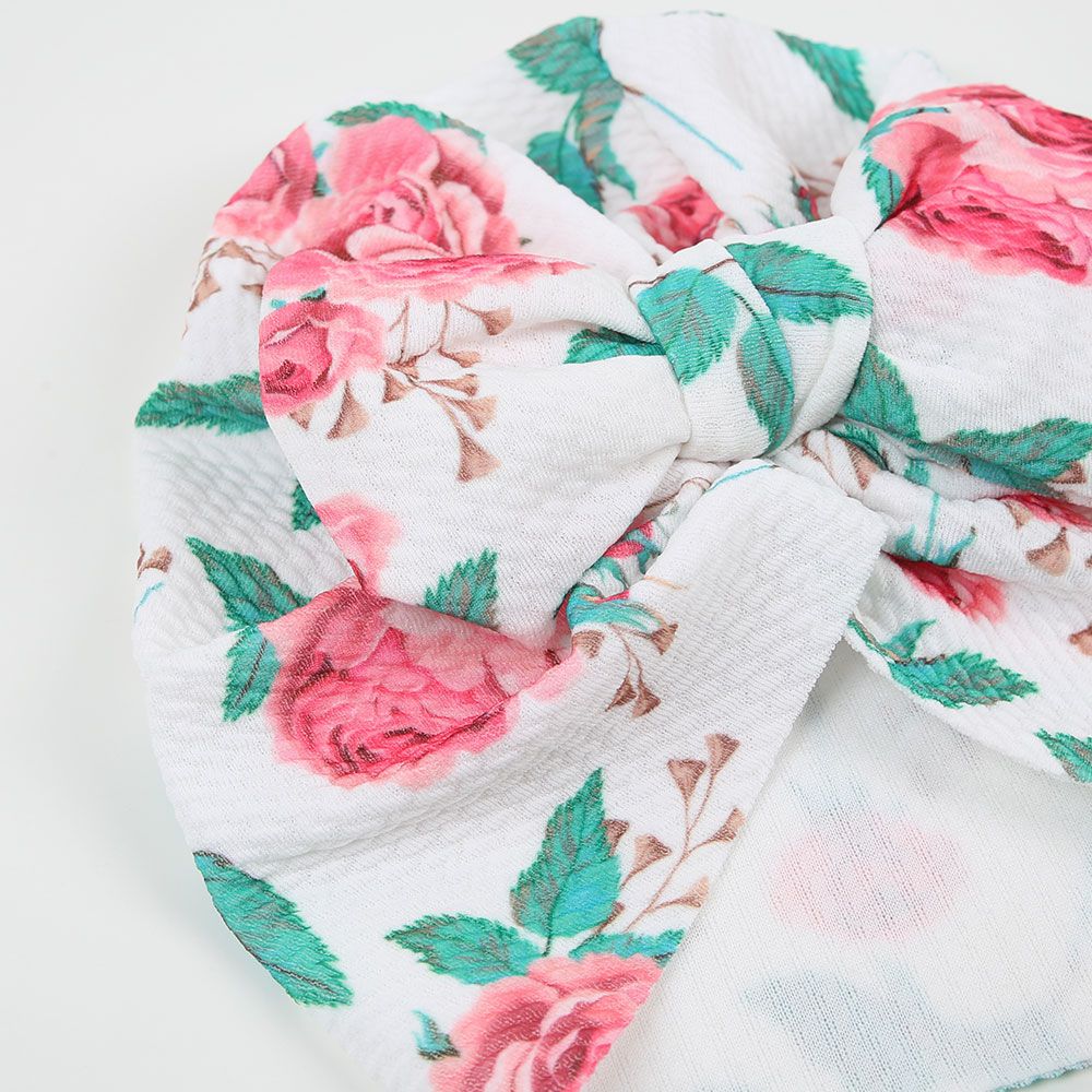 Turban Waffelpiqué Schleife Blumenmuster