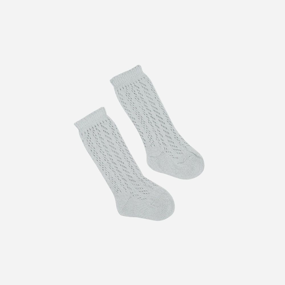 Kniestrümpfe Lochmuster grau