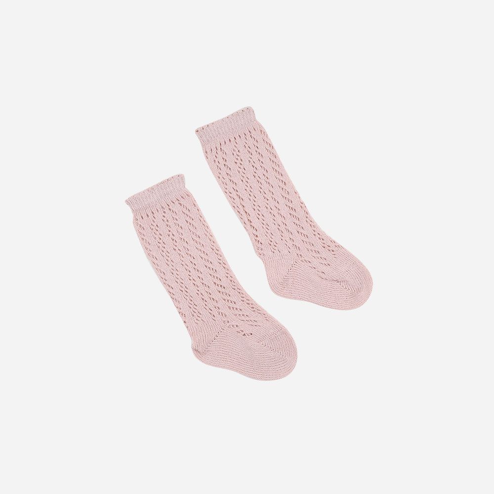 Kniestrümpfe Lochmuster altrosa