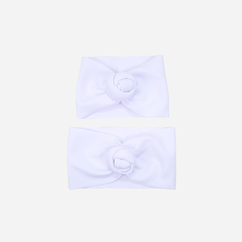 Stirnbänderset Waffelpiqué Knoten weiß