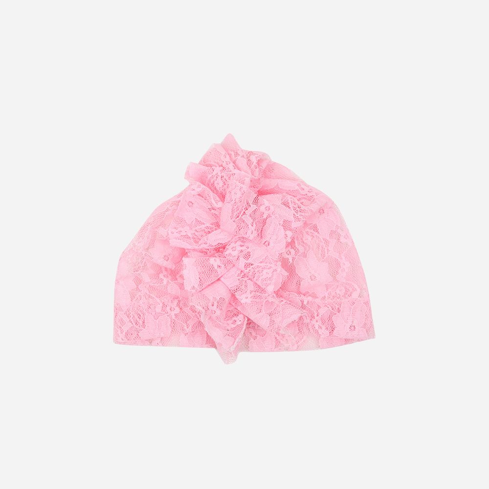 Spitzenturban Raffungen rosa