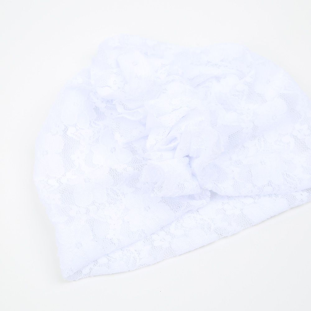 Spitzenturban Raffungen weiß