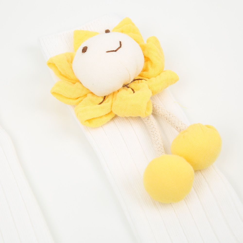 Strümpfe 3D Blume weiß