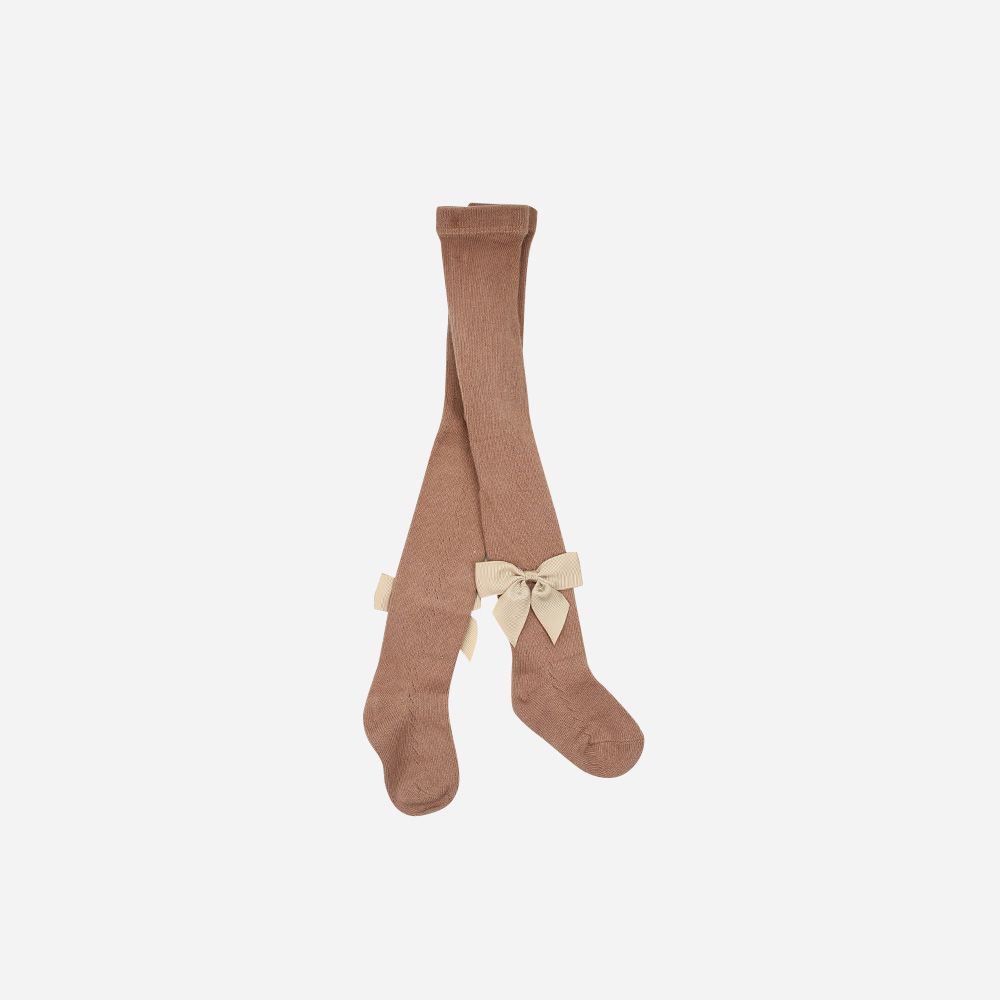 Strumpfhose Lochmuster Schleife braun