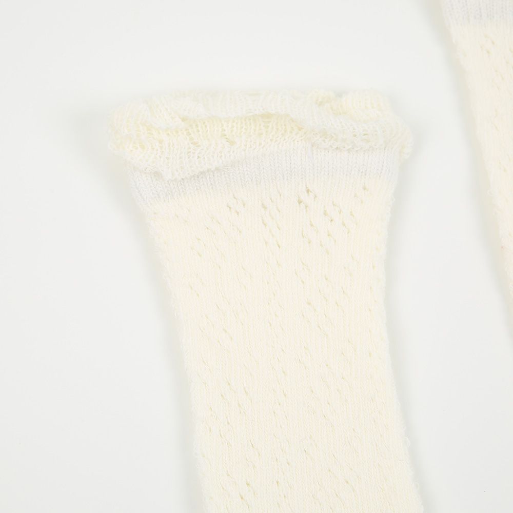 Kniestrümpfe Lochmuster II creme