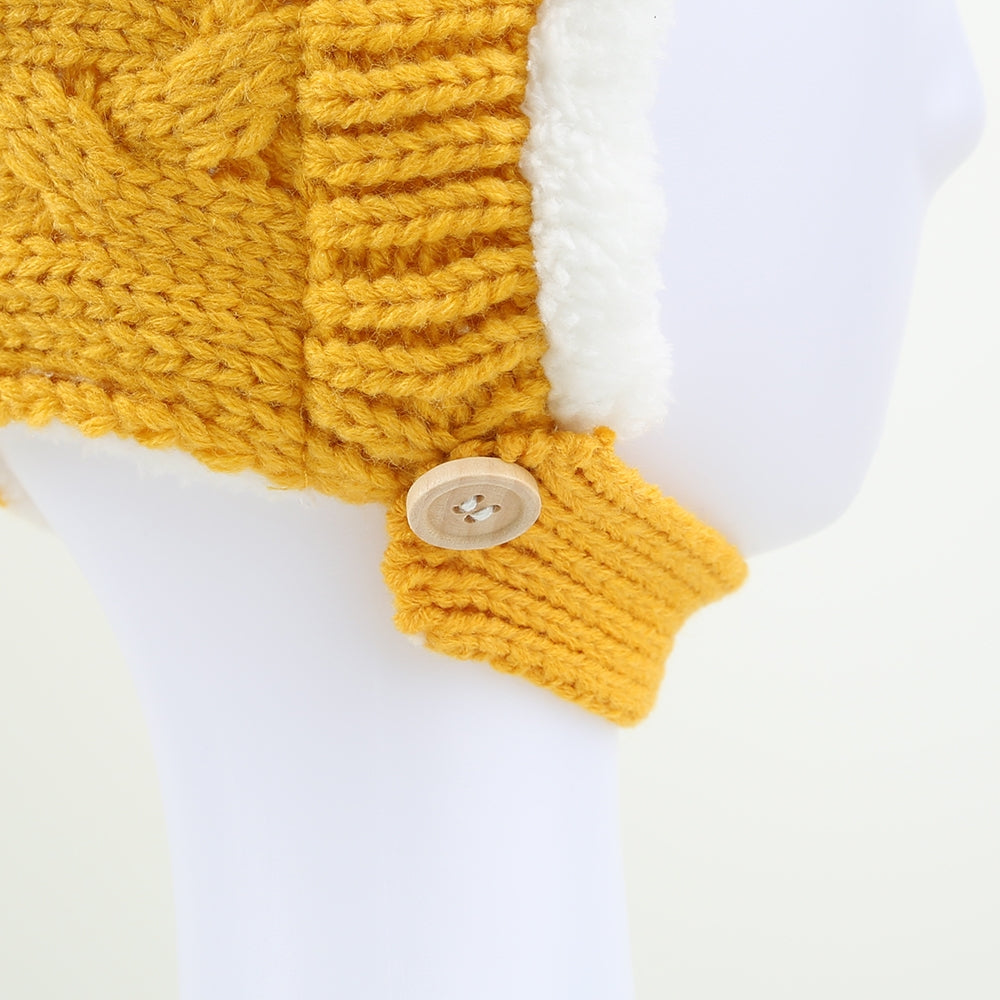 Schlupfmütze Pompon Ohren gelb